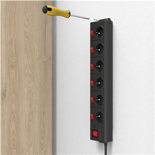 Hama Power Strip, 6-way, 1.4 m, juodas - Ilgiklis Prekė - 00137259