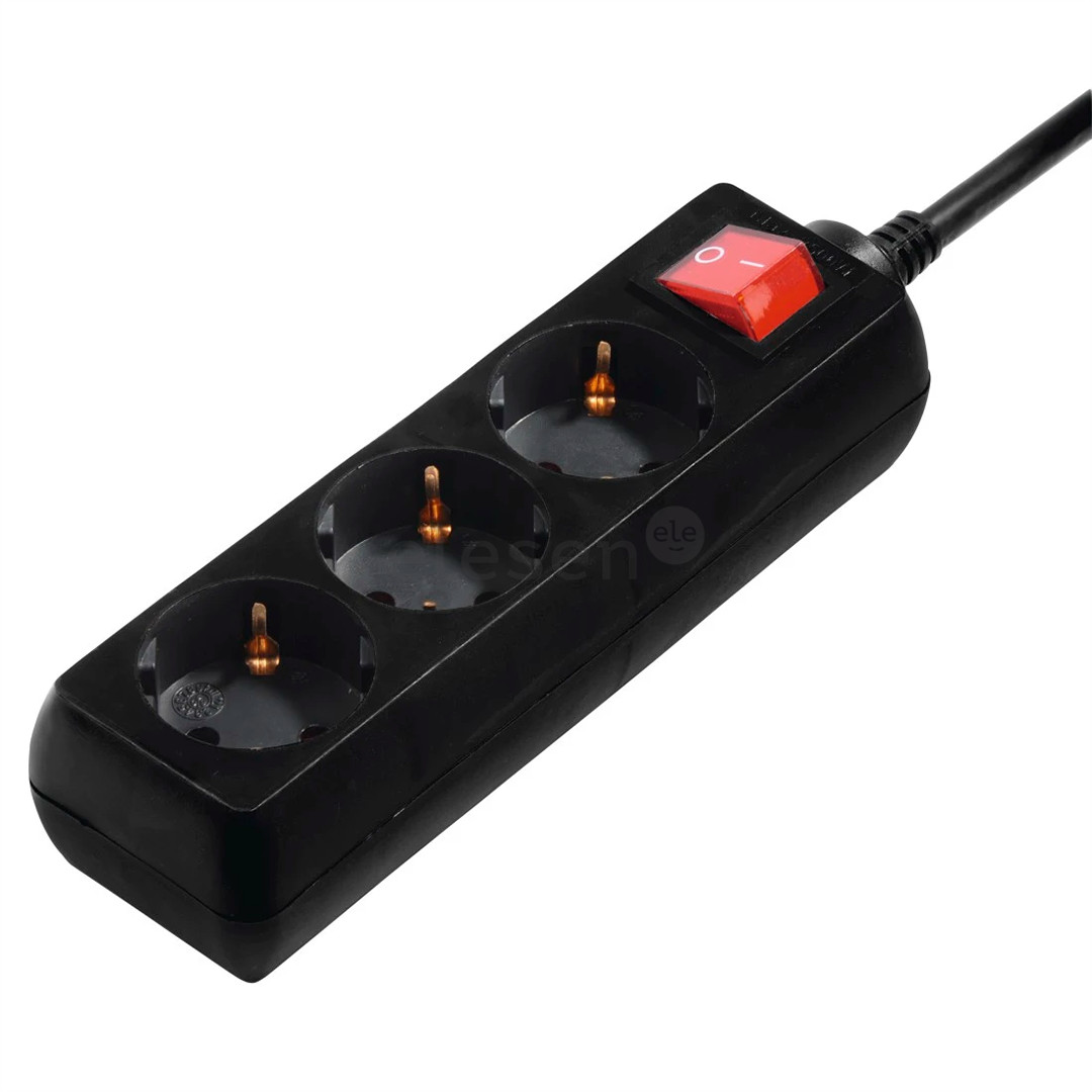Hama Power Strip, 3 lizdai, 3 m, juodas - Ilgiklis