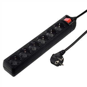 Hama Power Strip, 6 lizdai, 3 m, juodas - Ilgiklis