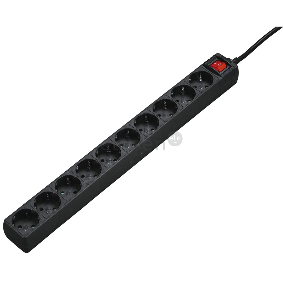 Hama Power Strip, 10 lizdų, 3 m, juodas - Ilgiklis