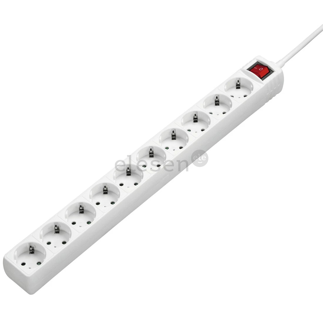 Hama Power Strip, 10 lizdų, 3 m, baltas - Ilgiklis