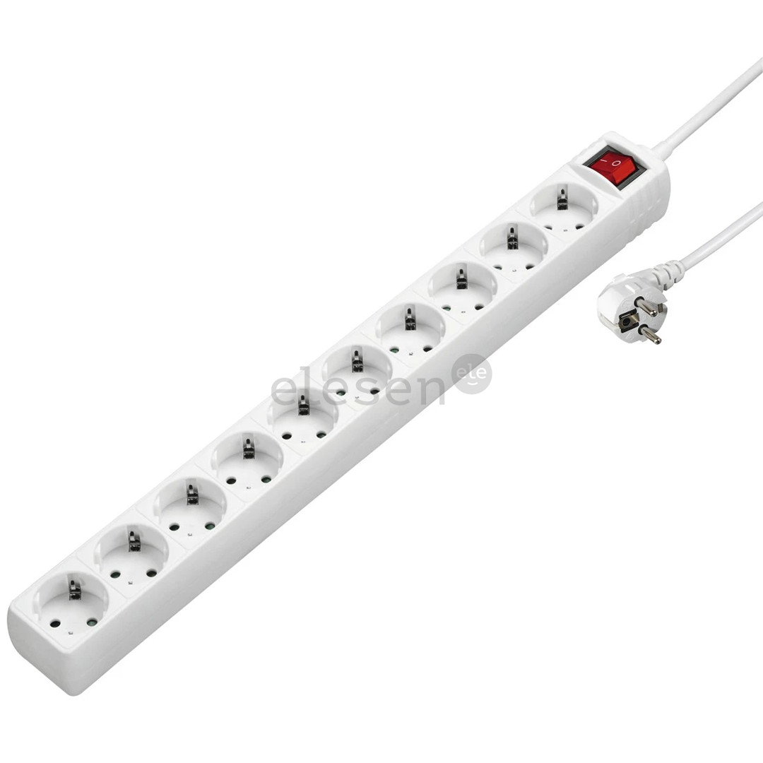 Hama Power Strip, 10 lizdų, 3 m, baltas - Ilgiklis