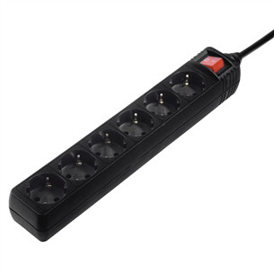 Hama Power Strip, 6 lizdai, 5 m, juodas - Ilgiklis 00137266