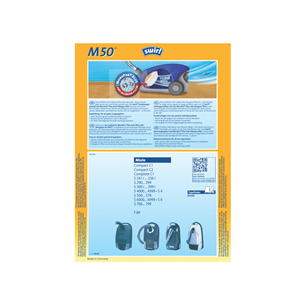Dulkių siurblių maišeliai Swirl M 50, 4vnt Prekė - M50