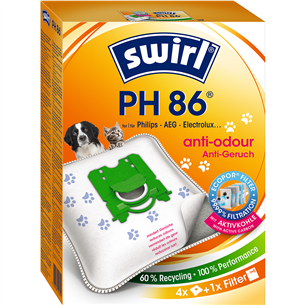 Dulkių siurblių maišeliai Swirl PH 86 S-bag, 4vnt Prekė - PH86PET