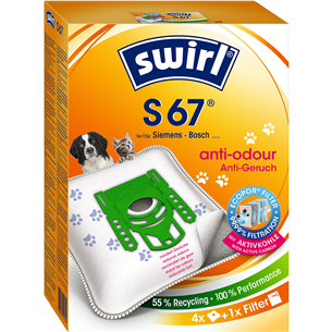 Dulkių siurblių maišeliai Swirl S 67 PET, 4vnt Prekė - S67PET