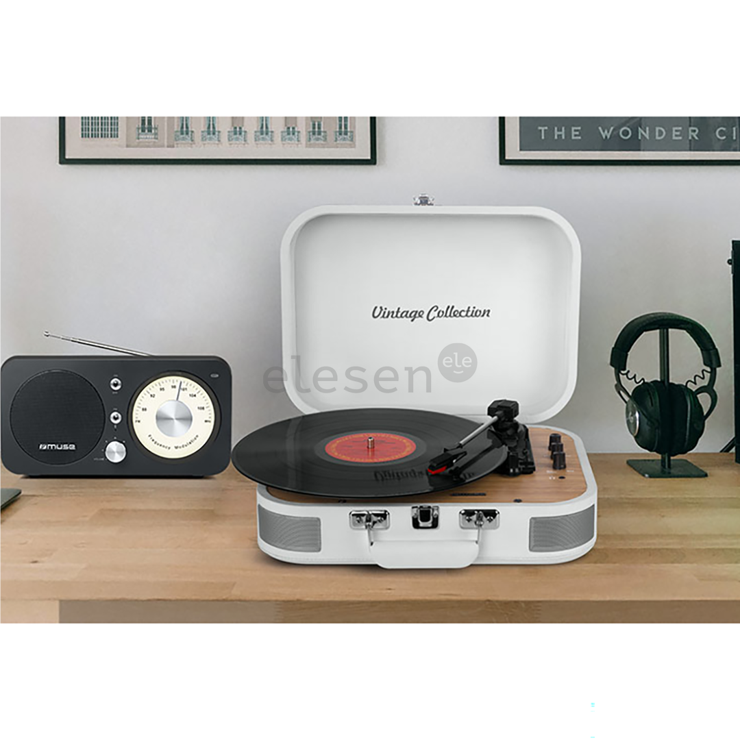 Muse MT-201WW, Bluetooth, USB, белый - Портативный граммофон