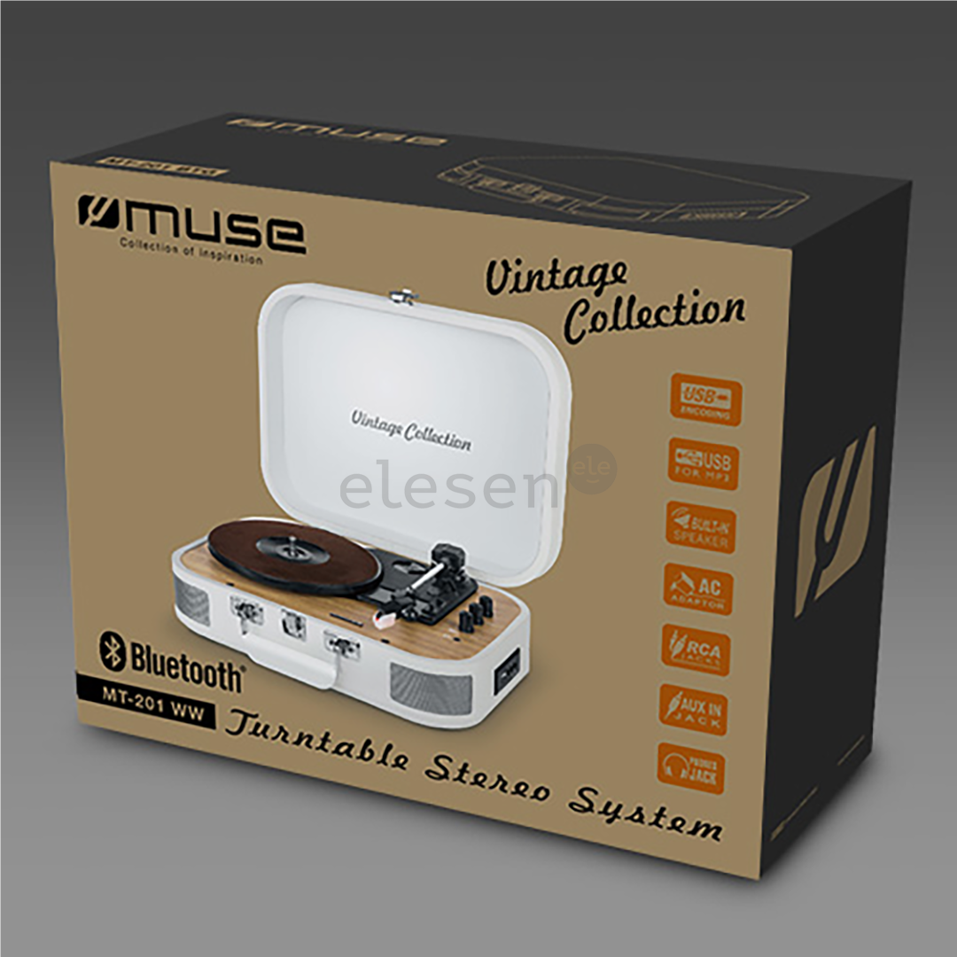Muse MT-201WW, Bluetooth, USB, белый - Портативный граммофон