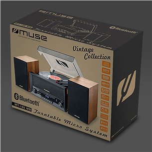Muse MT-120 MB, CD, USB, Bluetooth, виниловый проигрыватель, черный/коричневый - Музыкальный центр