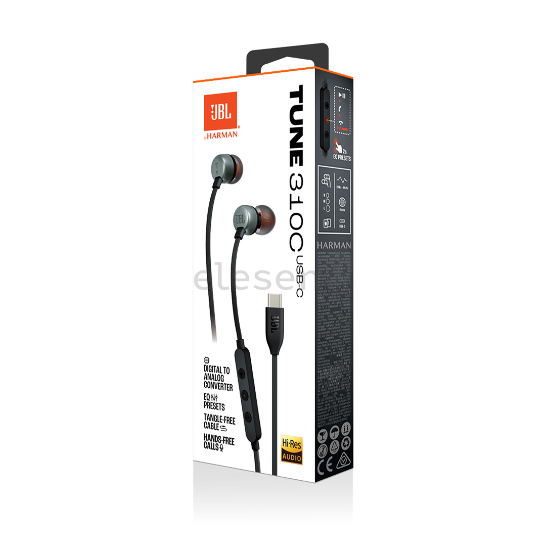 JBL Tune 310C USB-C, внутриканальные, черный - Проводные наушники