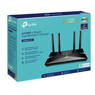 TP-Link Archer AX1800, WiFi 6, juodas - WiFi maršrutizatorius Prekė - ARCHERAX1800