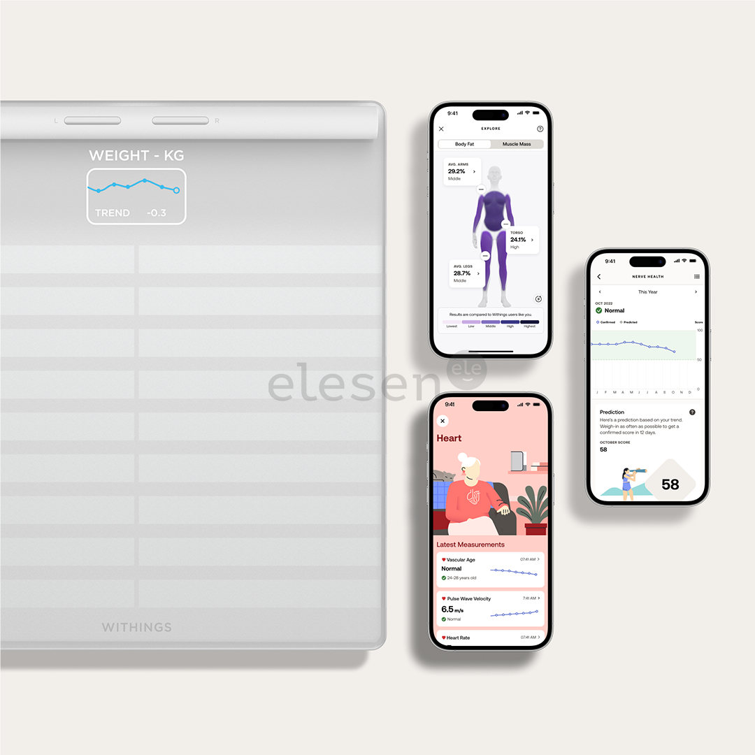 Withings Body Scan, baltos - Diagnostinės svarstyklės Prekė - BODYSCAN.WHITE