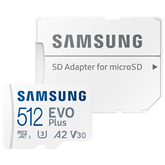 Samsung EVO Plus, microSDXC, 512 GB, white - Memory Card and Adapter Item - MB-MC512SA/EU