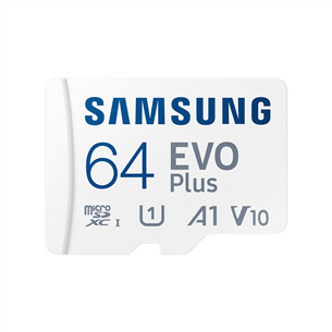 Samsung EVO Plus, microSDXC, 64 ГБ, белый - Карта памяти и адаптер Товар - MB-MC64SA/EU