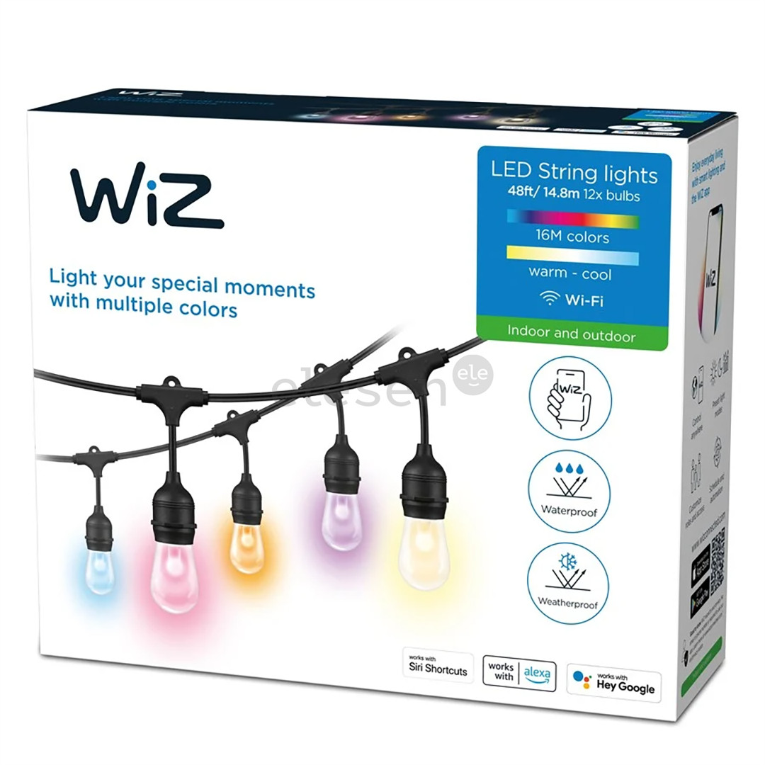Philips WiZ String Lights Outdoor RGB, WiFi, 14,8 m - Išmaniosios lemputės