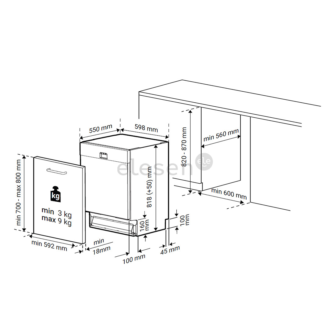 Beko, 15 komplektų talpa, plotis 59,8 cm - Įmontuojama indaplovė
