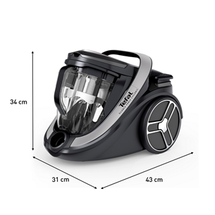 Tefal Silence Force Cyclonic Effitech, 500 W, be maišelių, juodas - Dulkių siurblys Prekė - TW7976