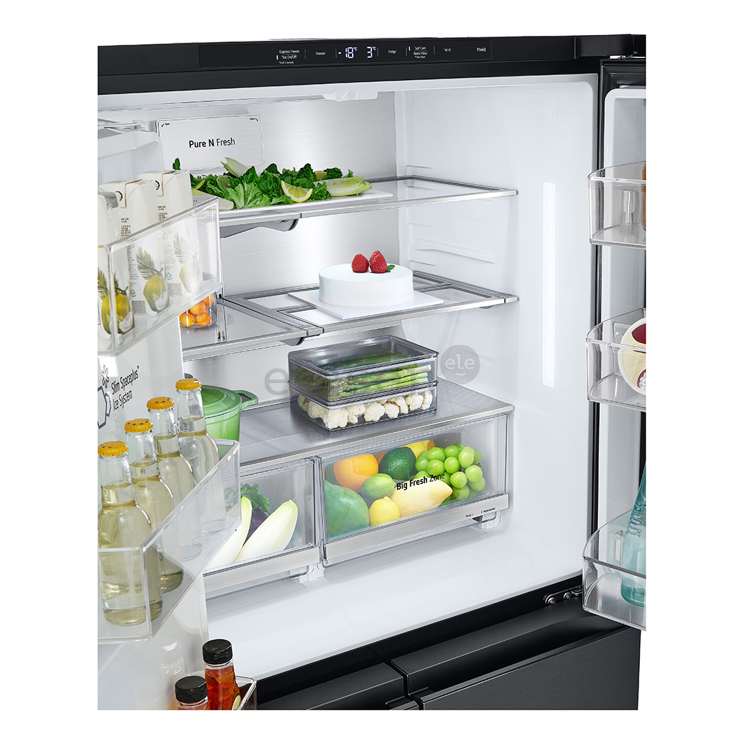 LG, Instaview, 638 L, aukštis 180 cm, juodas - Šaldytuvas