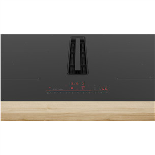 Bosch, Series 6, width 80 cm, frameless, black - Built-in induction hob with cooker hood