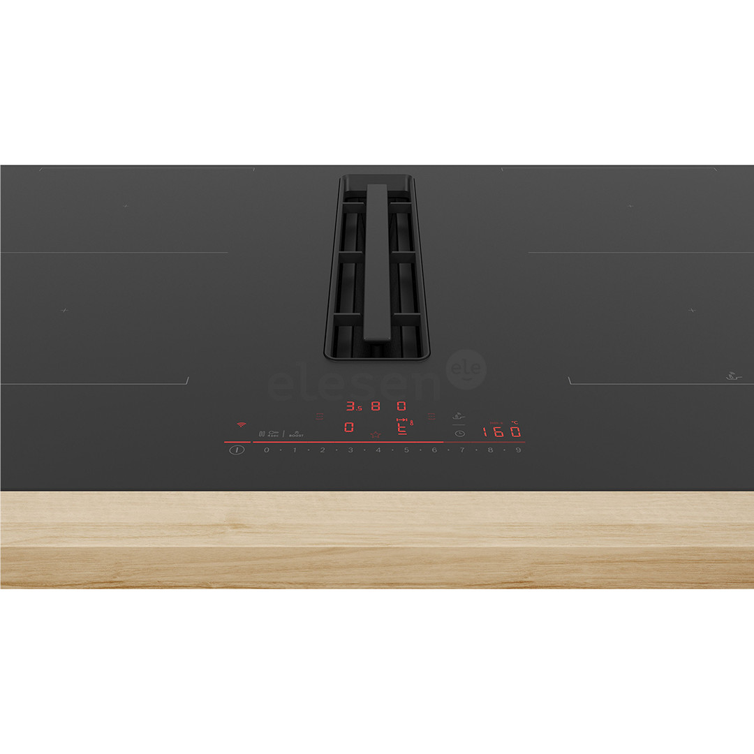 Bosch, Series 6, width 80 cm, frameless, black - Built-in induction hob with cooker hood