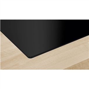 Bosch, Series 6, width 80 cm, frameless, black - Built-in induction hob with cooker hood