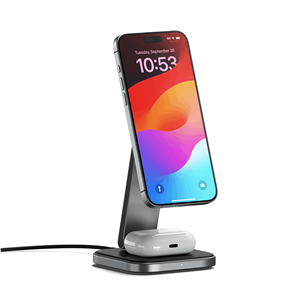 Satechi 2-in-1 Foldable Qi2 Charging Stand - Belaidžio įkrovimo stotelė Prekė - ST-Q21FM