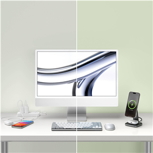 Satechi 2-in-1 Foldable Qi2 Charging Stand - Belaidžio įkrovimo stotelė Prekė - ST-Q21FM