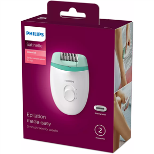 Philips Satinelle Essential, белый/зеленый - Эпилятор Товар - BRE245/00