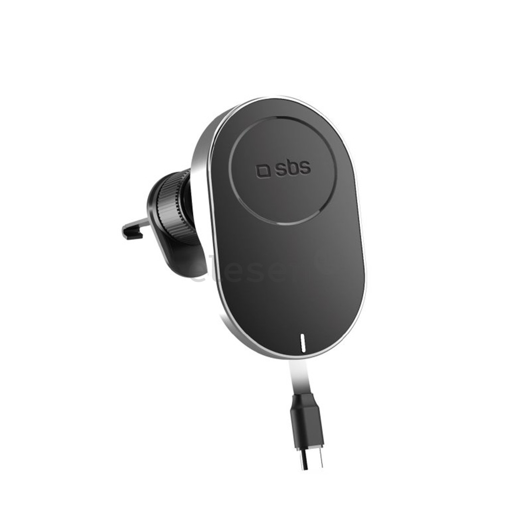 SBS 15W Car Holder, Magsafe, ištraukiamas laidas, juodas - Belaidis automobilinis įkroviklis