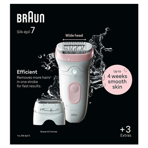 Braun Silk epil 7, baltas/rožinis - Epiliatorius Prekė - SE7030