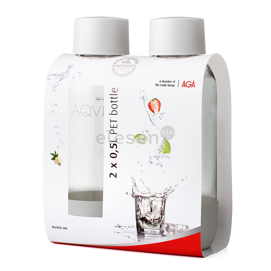 AGA , 2 x 0,5L, white - PET Bottle for AGA Soda Maker Item - AGA-2PACKWHT