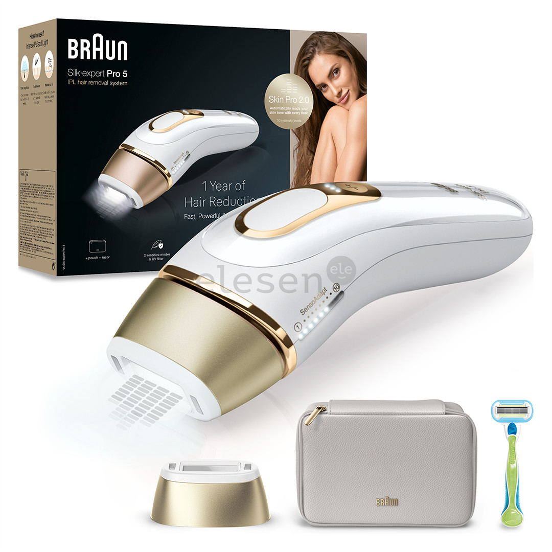 Braun Silk-expert Pro 5, white/golden - IPL Hair removal