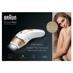 Braun Silk-expert Pro 5, baltas/auksinis - IPL Fotoepiliatorius Prekė - PL5052
