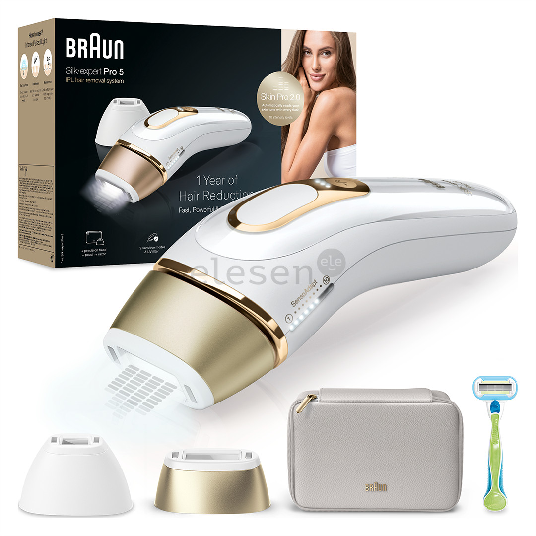 Braun Silk-expert Pro 5, white/golden - IPL Hair removal