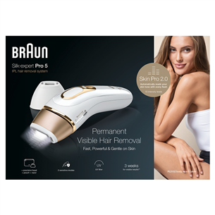 Braun Silk-expert Pro 5, baltas/auksinis - IPL Fotoepiliatorius Prekė - PL5152