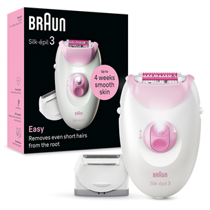 Braun Silk epil 3, baltas/rožinis - Epiliatorius Prekė - SE3031