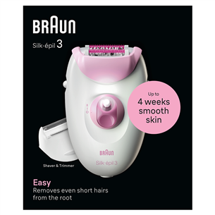 Braun Silk epil 3, baltas/rožinis - Epiliatorius Prekė - SE3031