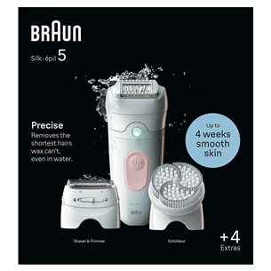 Braun Silk epil 5, Wet & Dry, baltas - Epiliatorius Prekė - SE5060