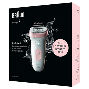Braun Silk epil 7, Wet & Dry, baltas/rožinis - Epiliatorius Prekė - SE7000