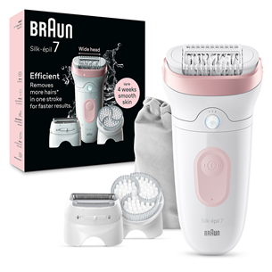 Braun Silk epil 7, Wet & Dry, baltas/rožinis - Epiliatorius Prekė - SE7060