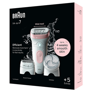 Braun Silk epil 7, Wet & Dry, baltas/rožinis - Epiliatorius Prekė - SE7060