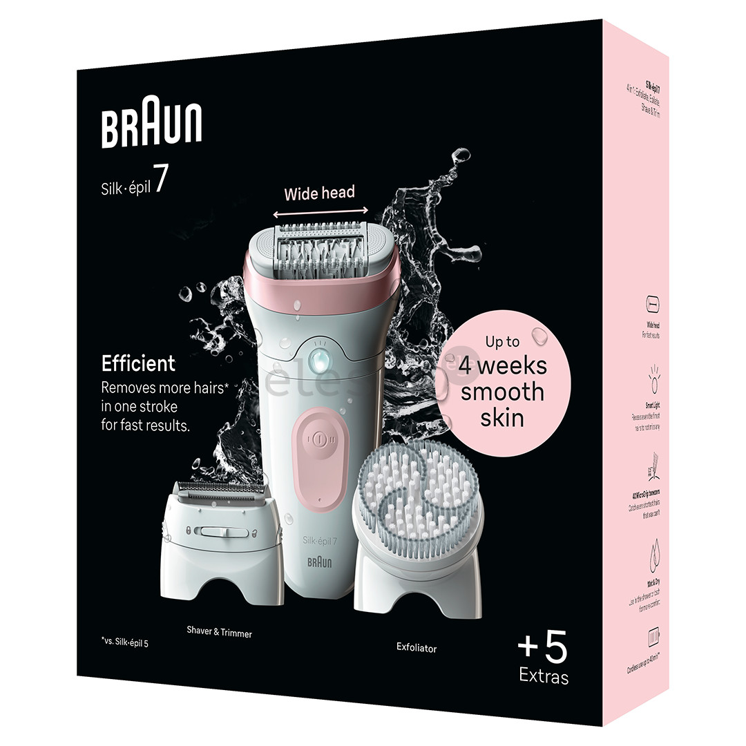 Braun Silk epil 7, Wet & Dry, white/pink - Epilator