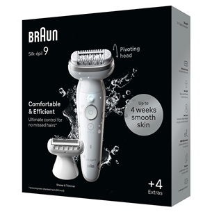 Braun Silk epil 9, Wet & Dry, baltas - Epiliatorius Prekė - SES9041