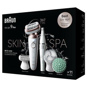 Braun Silk epil 9 Flex SkinSpa, baltas - Epiliatorius Prekė - SES9580