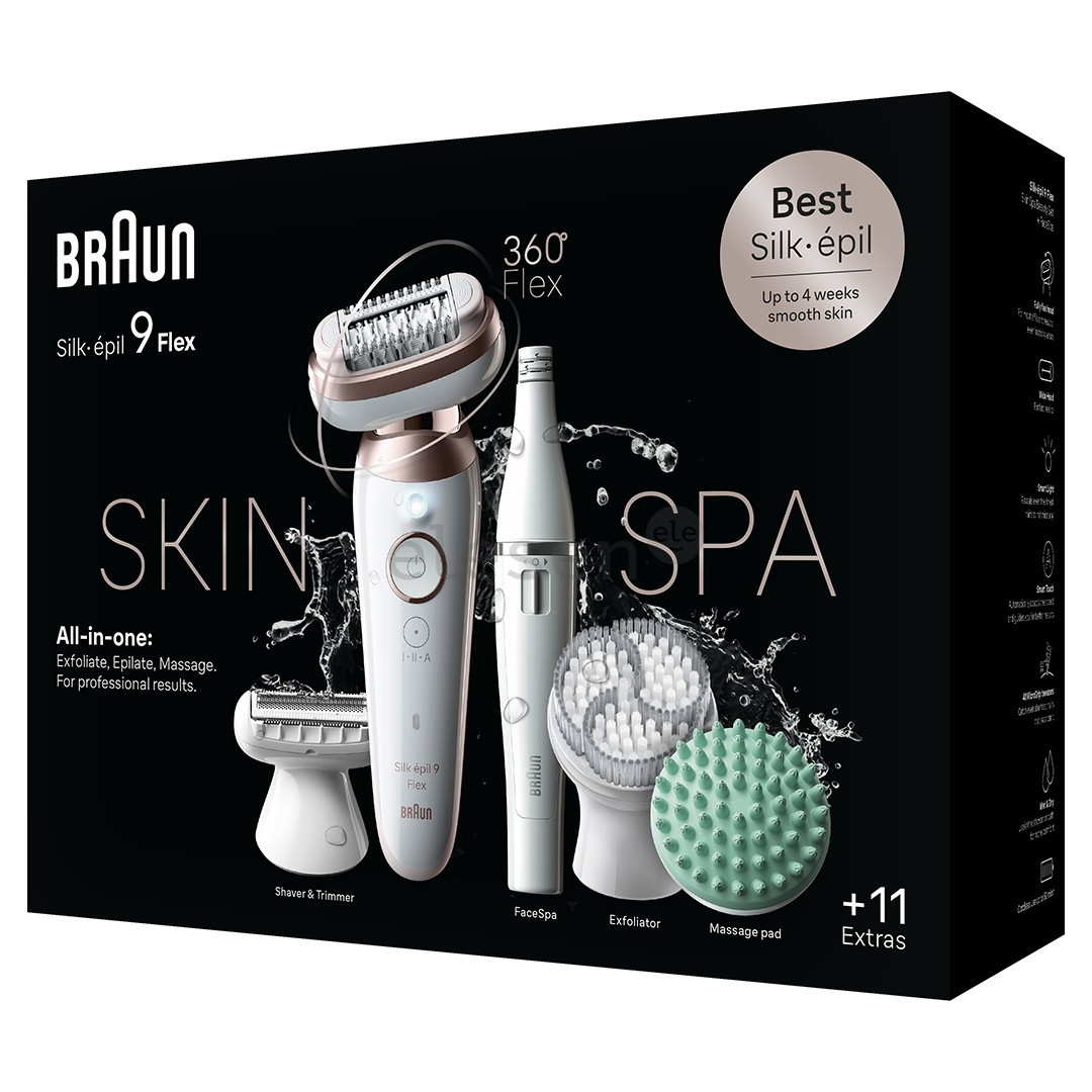 Braun Silk epil 9 Flex SkinSpa, white - Epilator