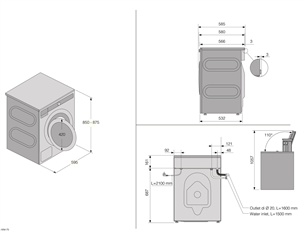Asko, 9 kg, gylis 58,5 cm, 1600 rpm - Skalbimo mašina Prekė - W4096R.W/3