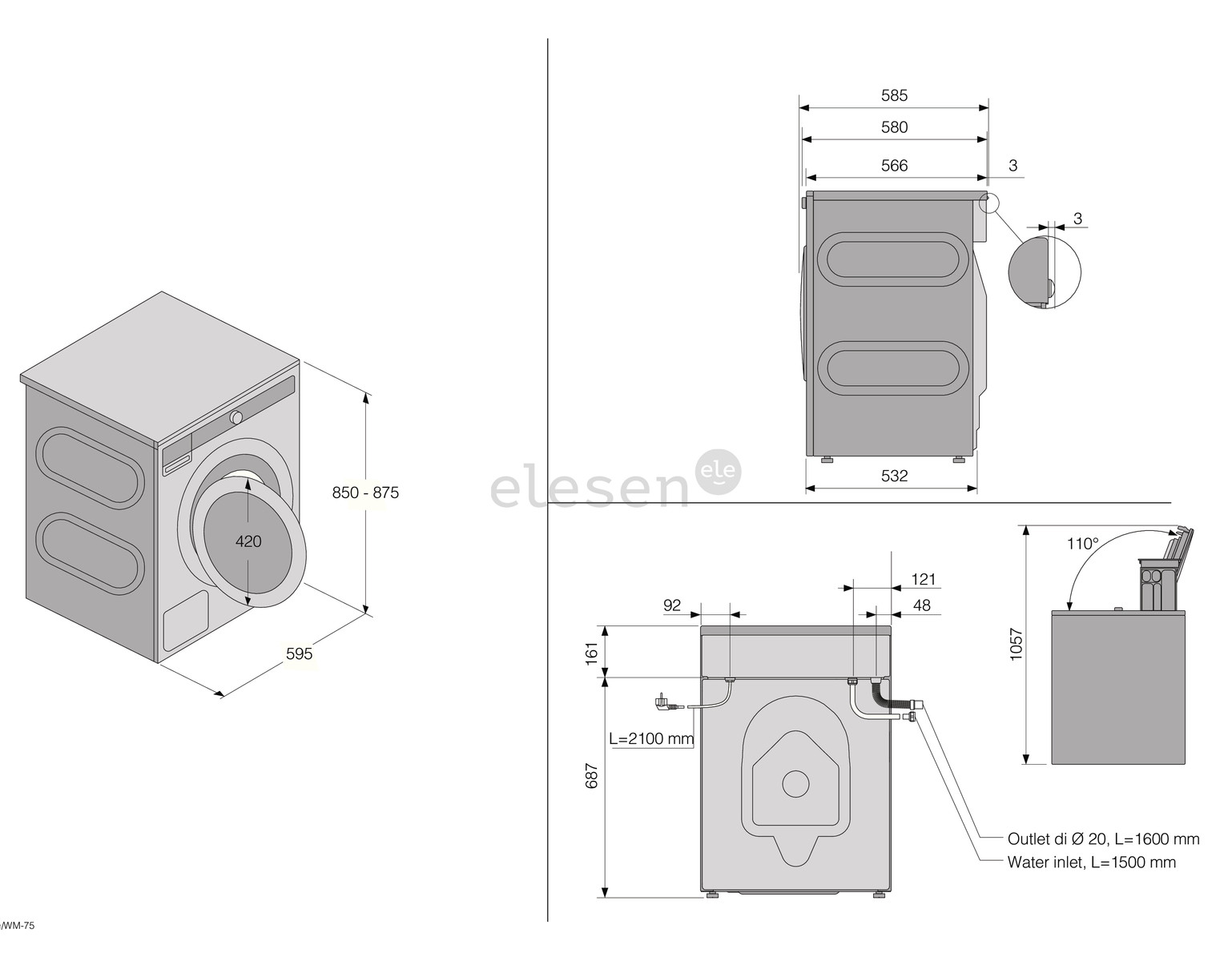 Asko, 9 кг, глубина 58,5 см, 1600 об/мин - Стиральная машина с передней загрузкой