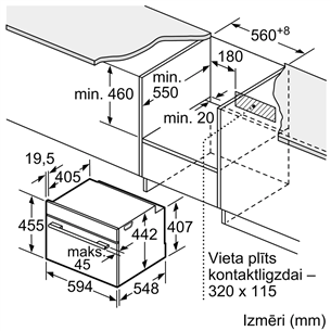 Bosch, Series 8, 45 L, juoda - Orkaitė Prekė - CMG7241B1