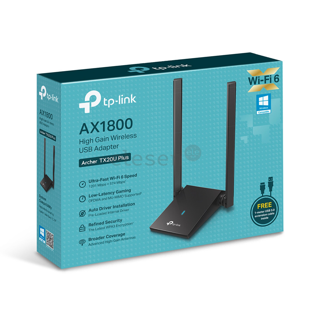 TP-Link Archer TX20U Plus, AX1800, WiFi 6, juodas - USB WiFi adapteris Prekė - ARCHERTX20UPLUS