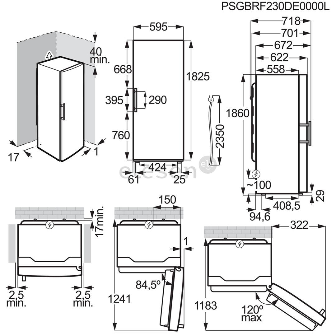 Electrolux 600 Series DynamicAir, 395 L, aukštis 186 cm, baltas - Šaldytuvas